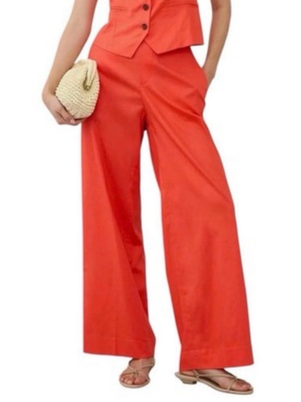 Banana Republic Orange Fire size 4 Wide-Leg linen High-Rise Trousers
